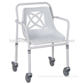 Power coated frame tub shower seats with back and wheels for elderly